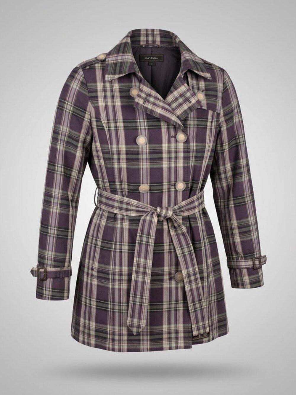 Renato Balestra Purple & Grey Plaid Prêt-à-Porter Trench Coat